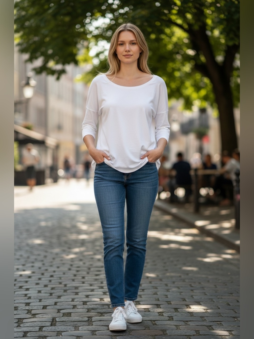 Tribal Cream 3/4 Sleeve Scoop Neck Tee – Size XL – NEW with Tags
